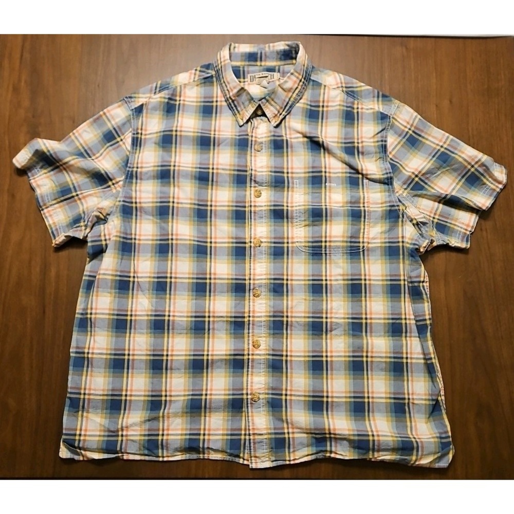 Duluth Trading Company Untucked Relaxed Fit Short Sleeve Plaid‎ Shirt Mens 2XL